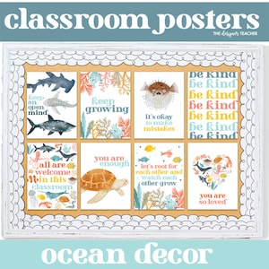 Inspirierendes motivierendes Wachstums-Mindset inklusive Ozean unter dem Meer Klassenzimmer Poster