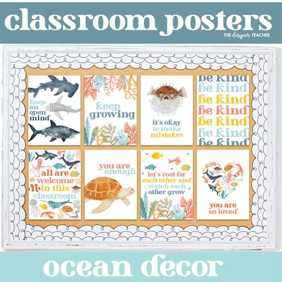 Inspirational Motivational Growth Mindset Inclusive Ocean Under the Sea Theme Classroom Posters | Cute Downloadable Printable School Decor