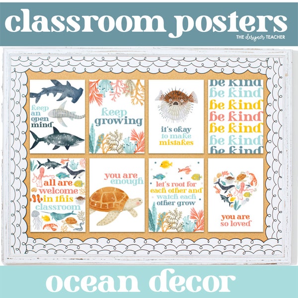 Inspirational Growth Mindset Inclusive Ocean Under the Sea Classroom Posters