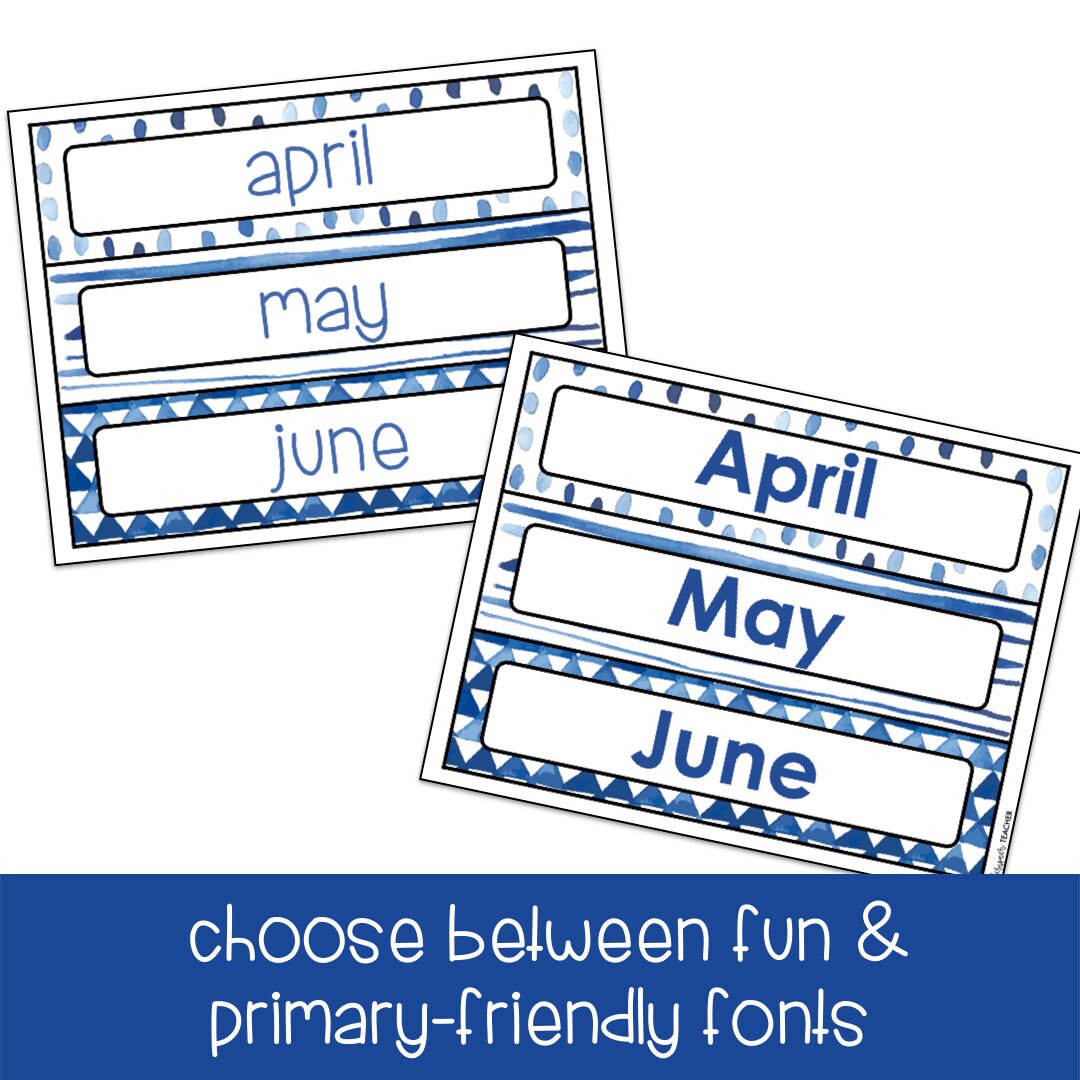 Editable Classroom Calendar Kit With Blue Watercolor Theme - Etsy