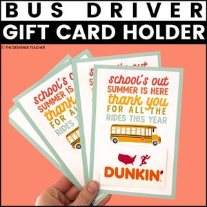 Porta tarjetas de regalo para asistente de conductor de autobús de fin de año • Regalo de agradecimiento por el verano de un estudiante