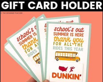 Porta tarjetas de regalo para asistente de conductor de autobús de fin de año • Regalo de agradecimiento por el verano de un estudiante