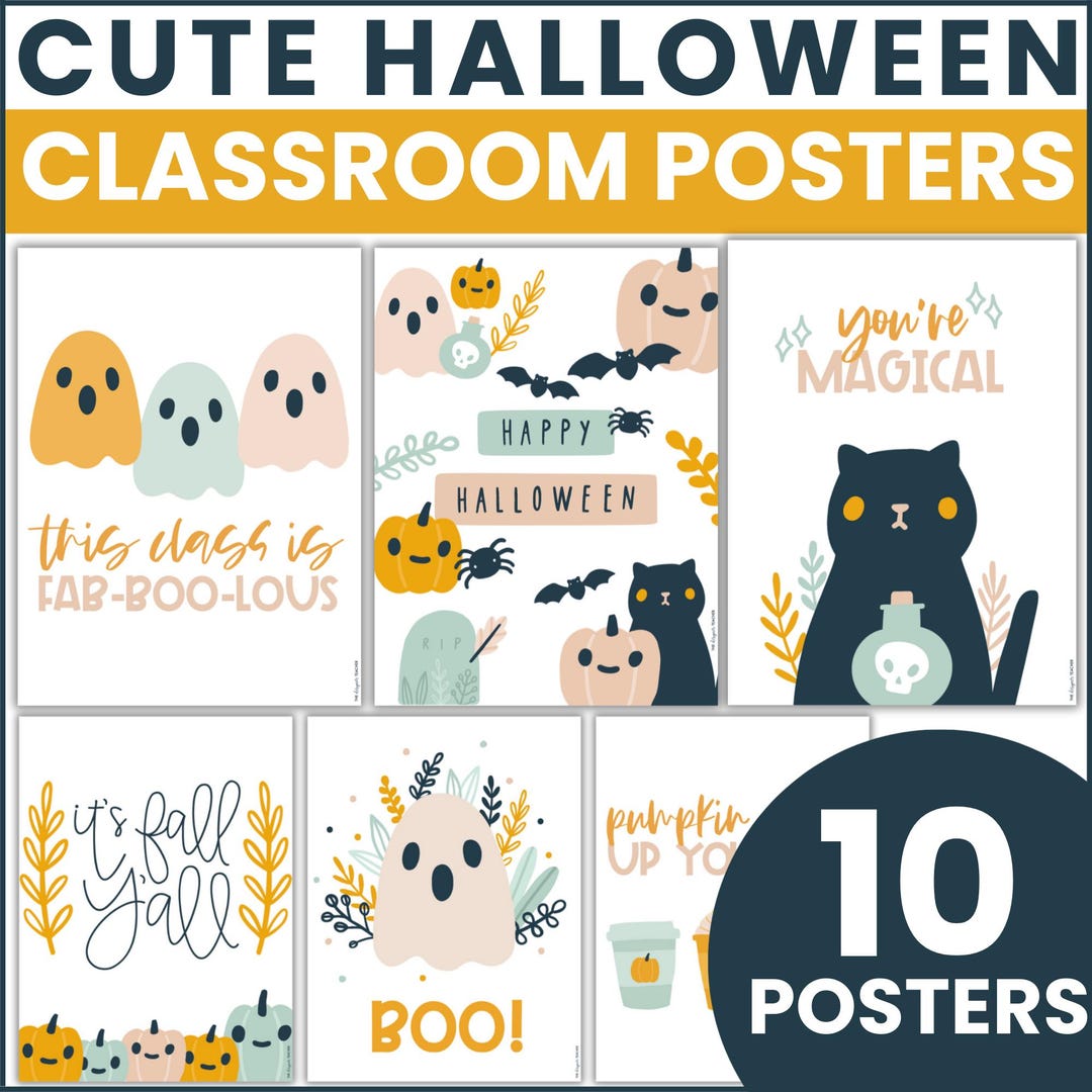 Cute Halloween Posters Easy October Bulletin Board • Printable ...