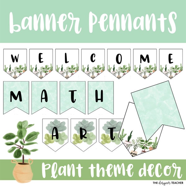 Plant Theme Editable Letter Banner Pennants