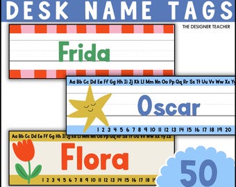 Editable Printable Classroom Student Name Tag Desk Plates | Eclectic Whimsy Whimsical Classroom Decor