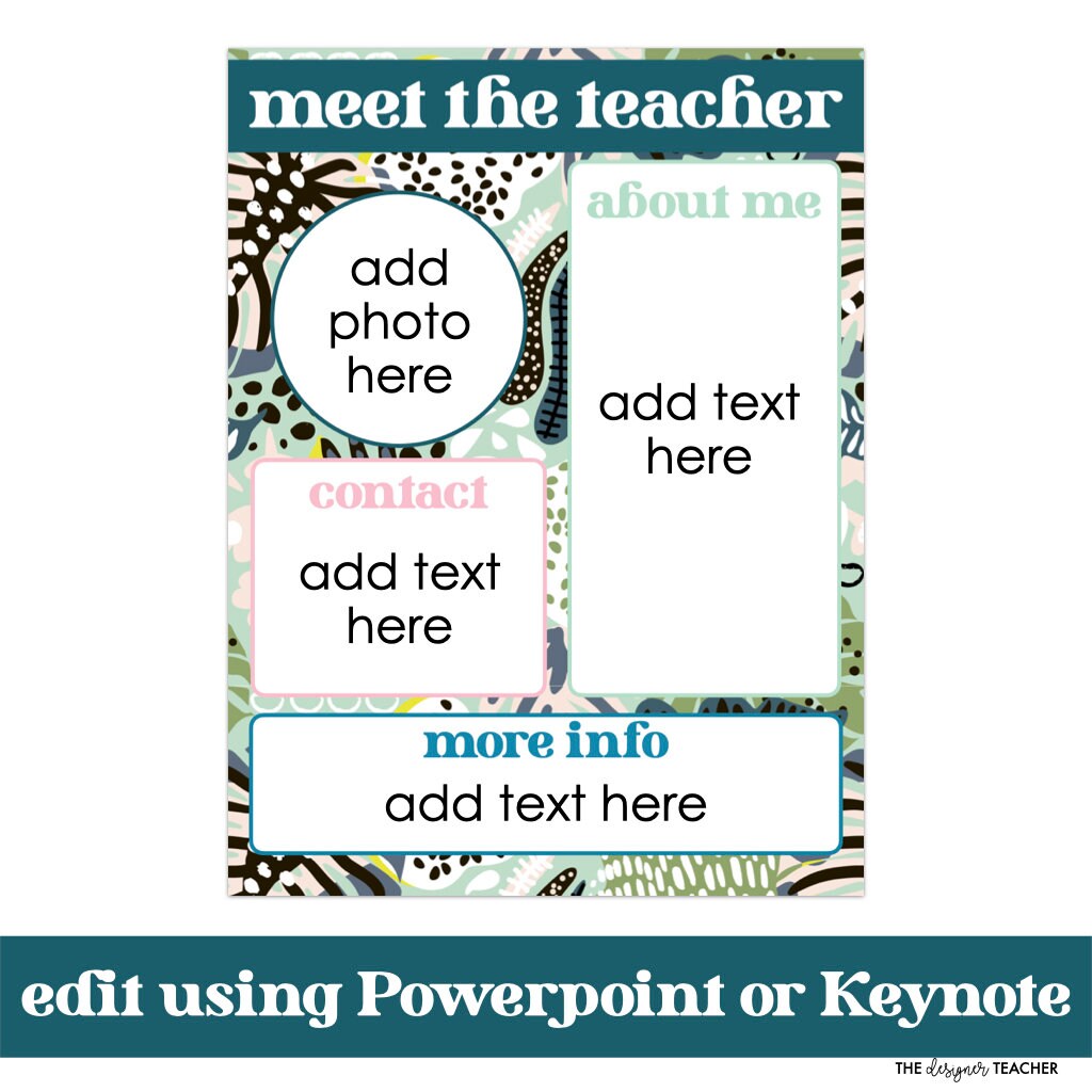 Modern Tropical Jungle Theme Editable Back to School Meet the Teacher ...