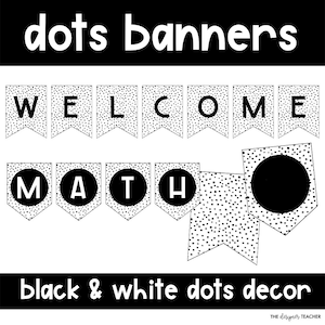 Bearbeitbare Buchstaben-Banner-Wimpel mit schwarz-weiß gesprenkelten Boho-Dalmatiner-Punkten