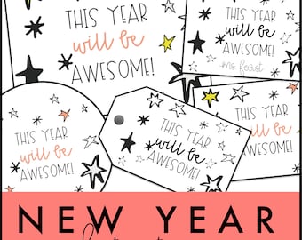 Etiquetas de regalo imprimibles de Feliz Año Nuevo para estudiantes y profesores • Tarjetas "Este año será increíble" (Descarga digital)