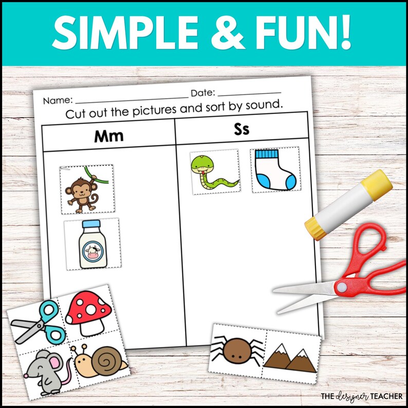 Beginning Letter Sound Identification Recognition Cut and Paste