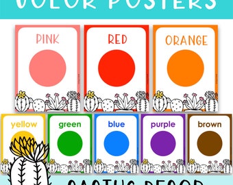 Classroom Colors Posters Bright Cactus Plant Theme Decor