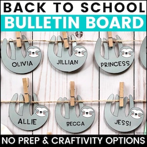 Sloth Bulletin Board & Classroom Door Decor for Back to School, August, September