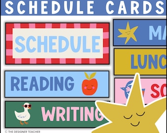 Eclectic Whimsy Editable Daily Class Schedule Cards Whimsical Classroom Decor English & Spanish