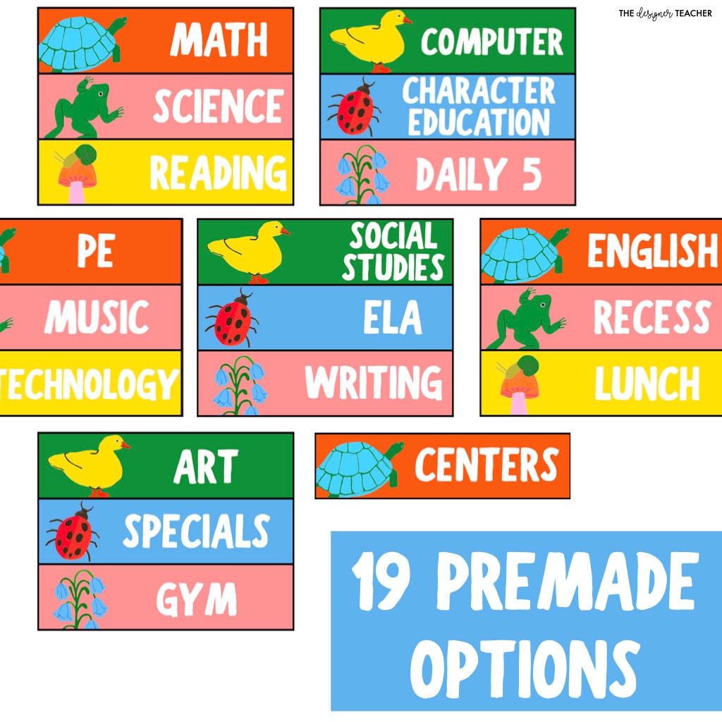 Editable Schedule Cards With Bright Garden Theme Classroom Decor ...