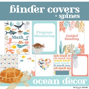 Ocean Theme Under the Sea Editable Binder Covers & Spines | Printable Classroom Teacher Templates Sheet