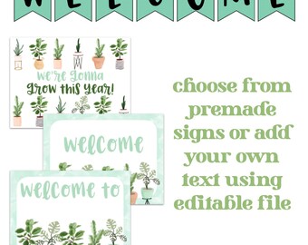 Grünes Pinnwand-Set Für Klassenzimmer – Motto 'Grow Healthy Stay Happy', Mit Pflanzenausschnitten