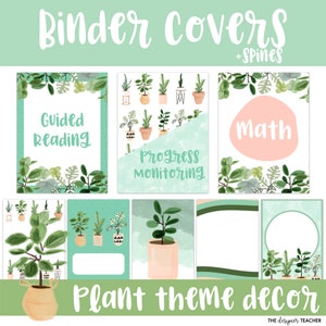 Plant Theme Editable Binder Covers & Spines for Teachers | Printable Classroom Teaching Templates Sheet