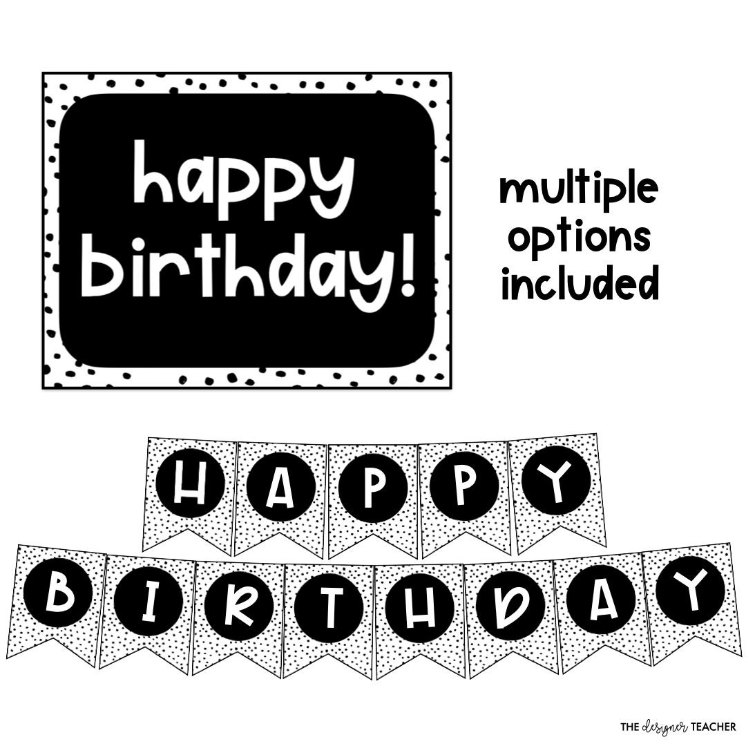 Editable Classroom Birthday Bulletin Board Display With Black White Editable Classroom Birthday Bulletin Board Display With Black White