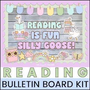 Silly Goose Back to School Reading Library Bulletin Board Kit Set Classroom Beginning of the Year Spring Door Decor Idea
