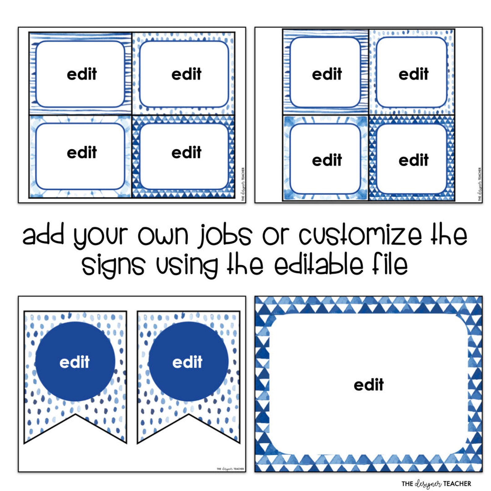 Editable Classroom Jobs Chart and Bulletin Board Display Blue ...