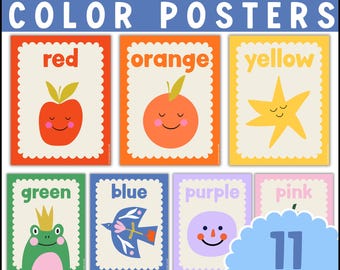 Editable Whimsical Classroom Color Word Posters English & Spanish | Eclectic Whimsy Printable Classroom Decor