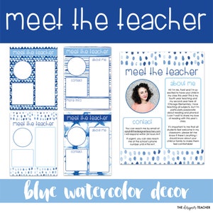 Editable Blue Watercolor Meet the Teacher Template Back to School ...