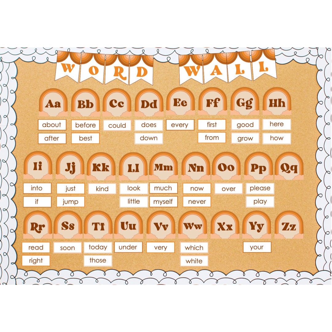 Editable Sunny Boho Retro Theme Classroom Word Wall Display | Groovy ...