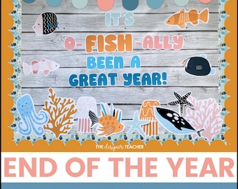 End of the Year Ocean Theme Under the Sea May June Summer Bulletin Board Kit Door Decor