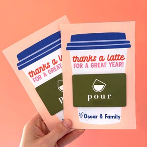 Porte-cadeau pour professeur de café de fin d'année • Cadeau de remerciement pour un professeur d'école pour l'été de la part d'un étudiant • Carte de remerciement pour un café au lait