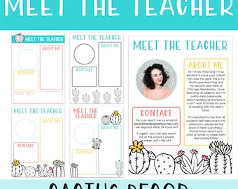Editable Cactus Theme Meet the Teacher Template | Cute Bright Plant Printable Flyer Letter for Back to School