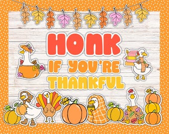 Silly Goose November Thanksgiving Bulletin Board Kit Fall Cute Thankful Reading Library Classroom Door Decor Idea