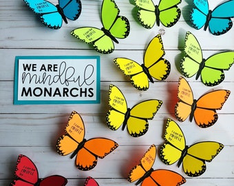 Tablón de anuncios de Mindful Monarchs • Kit de tablón de anuncios de mariposas de primavera de Mindfulness • Manualidad decorativa para puertas de mayo y junio