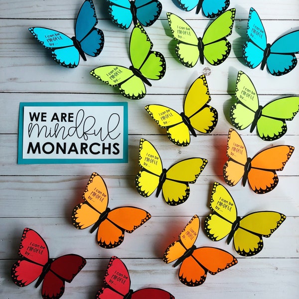 Mindful Monarchs Bulletin Board • Mindfulness Spring Butterfly Bulletin Board Kit • April May Door Decor