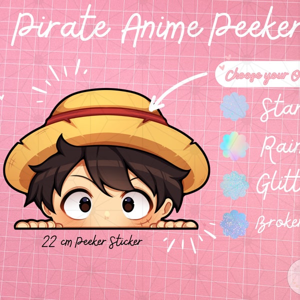 Anime inspired Pirate Peeker  Sticker waterresistance chibi pirate peeker vinyl sticker cute stationery Animelover gift anime pirate Sticker