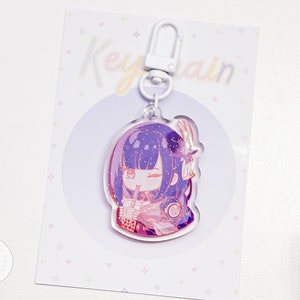 chibi raiden keychain Kawaii raiden glitter epoxy keychain anime button cute collector gift for anime lover