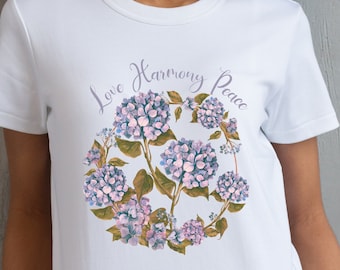 Hydrangea Flower Shirt Aesthetic Floral Graphic TShirt Hydrangea Floral Tee Gift for Her Gardner T-shirt Hydrangea Lover Cute T Shirt Flower