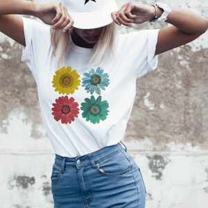 Gepresste Blumen Shirt Vintage Floral T-Shirt Geschenk für sie Blumen Tee süßes Geschenk Cottagecore TShirt Boho Wildblumen T Shirt Blumenliebhaber Geschenk