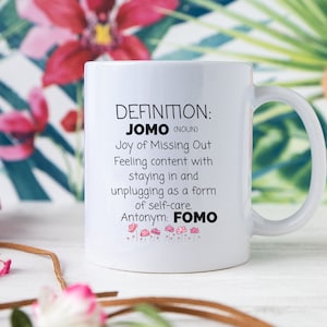 Taza inspiradora, regalo para ella, taza de café, taza con frase bonita para caja de regalo, taza JOMO, alegría de perderse ideas de regalo para cumpleaños, taza con cita bonita