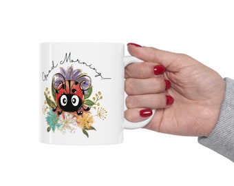 Ladybug Floral Mug, Ladybug Mug, Ladybug Lover Gifts, Mom Gift, Bestie Gift, Sister Gift, Cute Ladybug Gifts, Cute Ladybug Mug, Woman Gifts