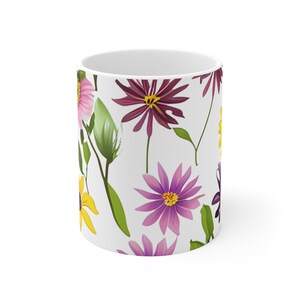 Cute Wildflower Mug, Floral Ceramic Mug, Gifts for Her, Botanical Mug, Gift for Gardner, Nature Lover Gifts, Cute Floral Mug