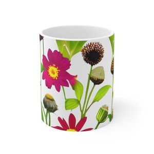 Cute Wildflower Mug, Floral Ceramic Mug, Gifts for Her, Botanical Mug, Gift for Gardner, Nature Lover Gifts, Cute Floral Mug