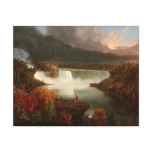 Distant View of Niagara Falls by Thomas Cole, oil painting, canvas print, landscape art, natural wall decor
