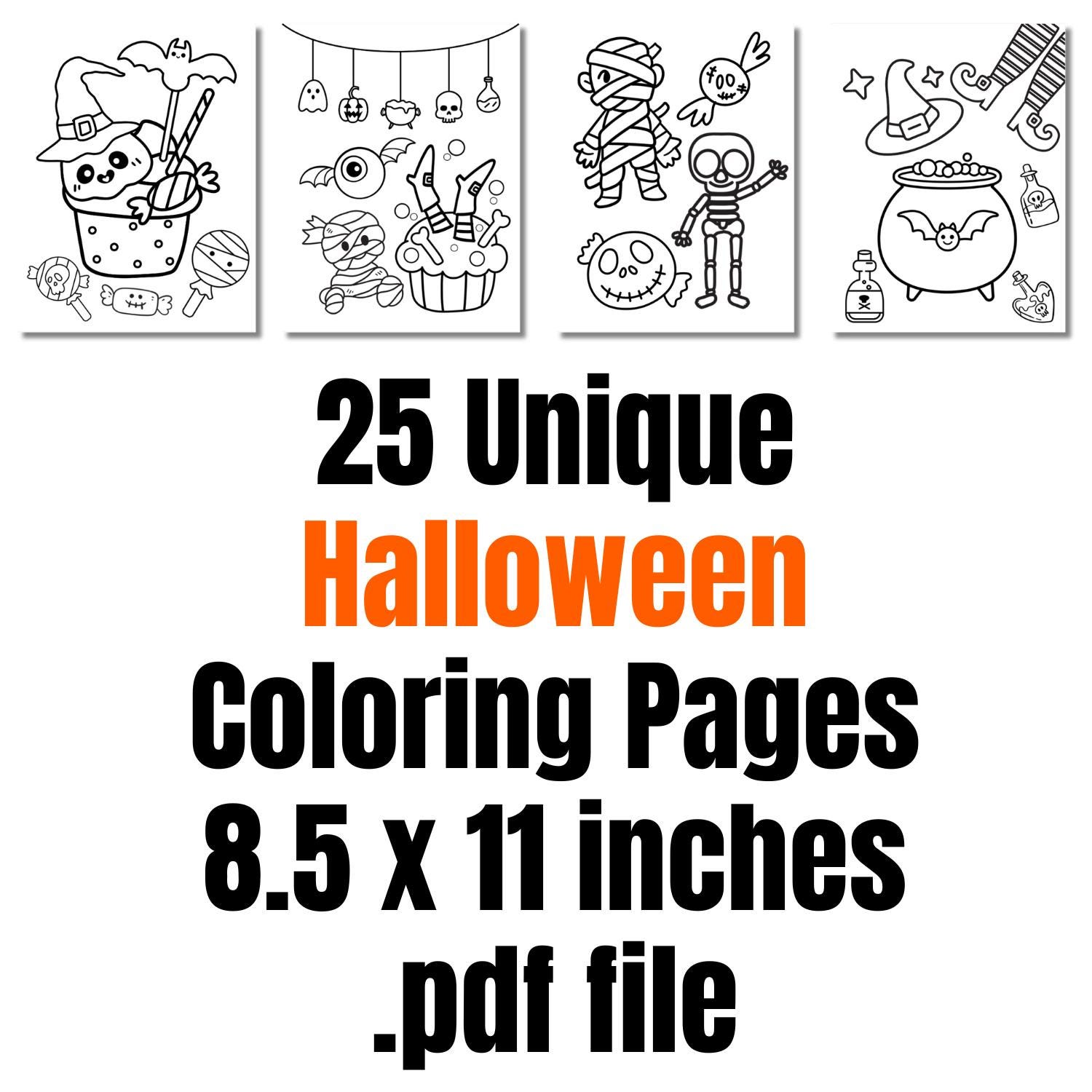 Cute Halloween Coloring Pages - PDF Digital Download - 25 Unique ...
