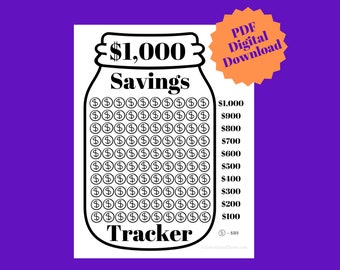 Besparingen Challenge Tracker PDF afdrukbare digitale download - 8,5 x 11" formaat - Mason Jar en munten ontwerp - Budget geldbesparend werkblad