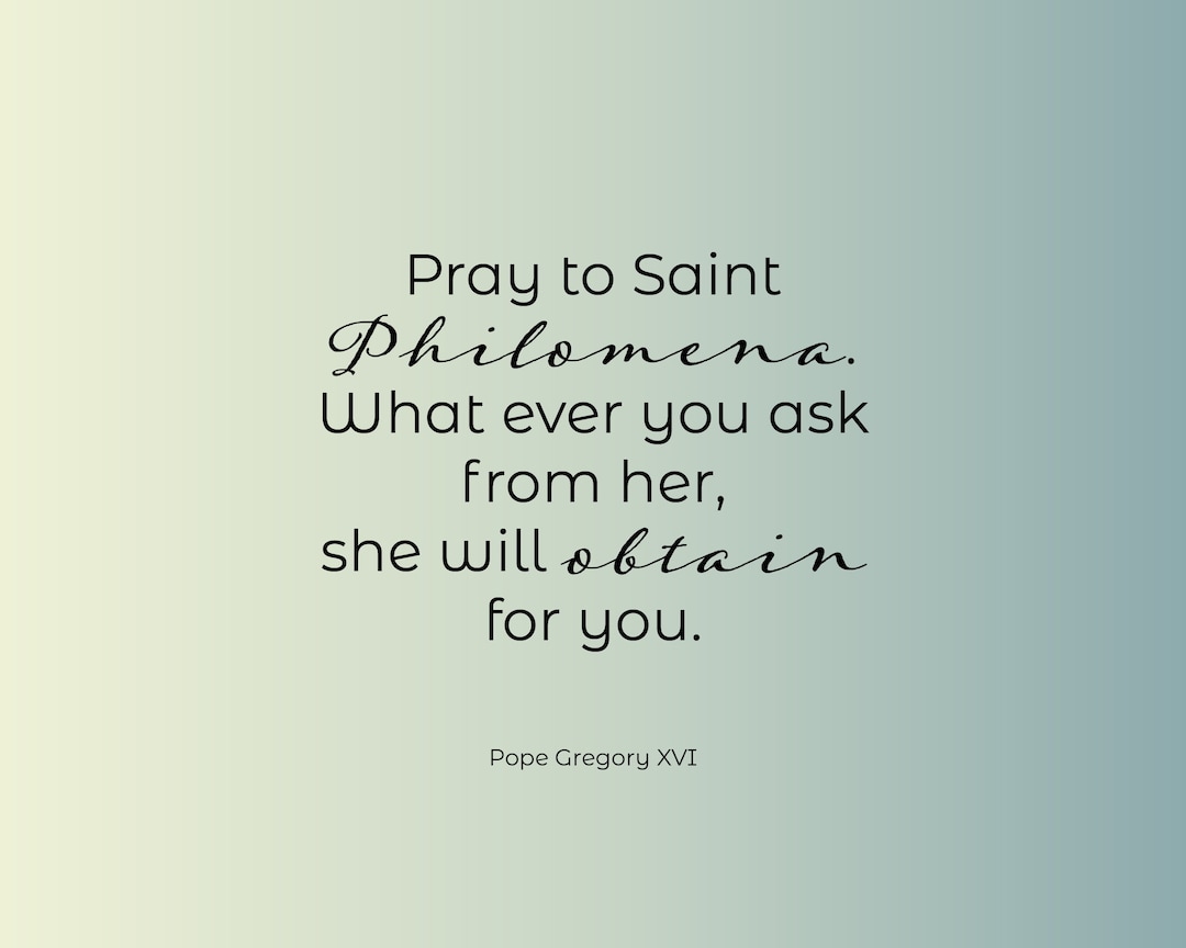 Saint St. Philomena Quote Catholic Home Print Etsy