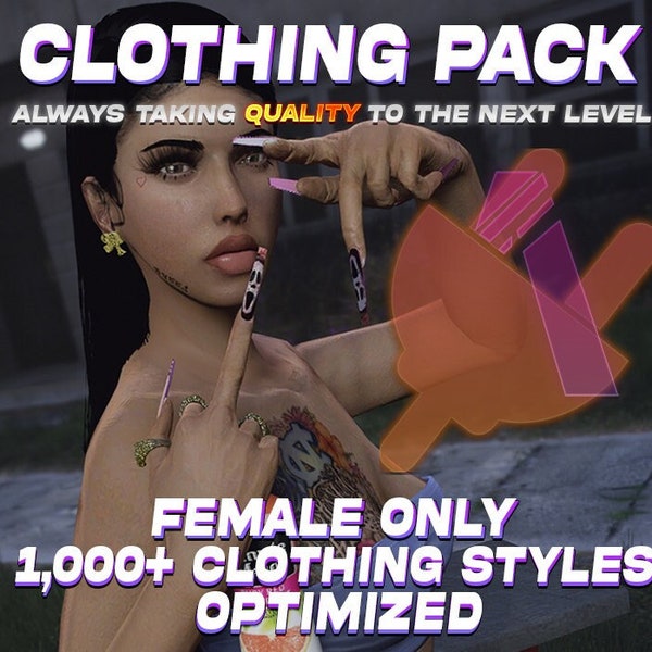 Paquete de ropa de GTA V: 2,87 GB / FiveM Ready / Más de 1000 estilos de ropa / Solo para mujeres / De pies a cabeza / Optimizado / HQ / Paquete #4 / Grand Theft Auto