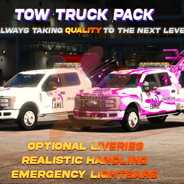 GTA V Solo Vehicle: Tow Truck Pack | FiveM Ready | High Quality | Police Tow Included | Optimized | 50 USD Value | Grand Theft Auto 5