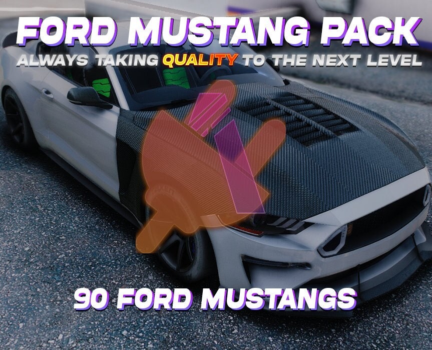 GTA V Vehicle Pack 90 Ford Mustangs Fivem Ready Optimized 2.71GB High Quality 300 USD Value