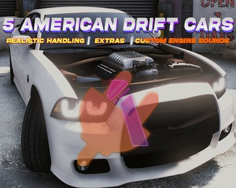 Pack de véhicules GTA V : 5 voitures de dérive américaines | Prêt pour FiveM | Optimisé | Sons de moteur personnalisés | Valeur de 60 USD | Grand Theft Auto 5