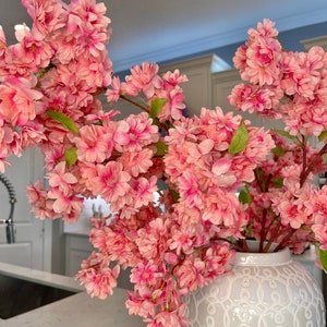 Silk Cherry Blossom Flower Branches, 40, Set of 3 Hot Pink Peach Spring Decorations Bild 2