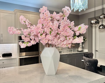 Aria Pink Silk Cherry Blossom Branches Set of 3, 42" Artificial Flower Stems